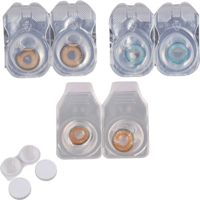 

Vision-Plus 3 Pair Blue, Honey & Hazel Color Zero Power Monthly Contact Lens With Case Monthly Contact Lens(0, Blue, Hazel, Honey, Pack of 3)