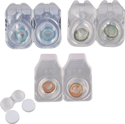 

Vision-Plus 3 Pair Blue, Honey & Green Color Zero Power Monthly Contact Lens With Case Monthly Contact Lens(0, Blue, Green, Honey, Pack of 3)
