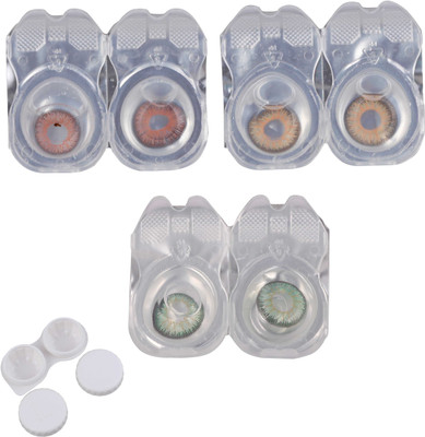 

Vision-Plus 3 Pair Brown, Green & Hazel Color Zero Power Monthly Contact Lens With Case Monthly Contact Lens(0, Green, Brown, Hazel, Pack of 3)