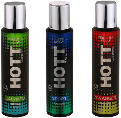 

HOTT CALYPSO, SPORT & SWAGGER NO Gas Deodorant for Men- (Set of 3) (150ml each) Perfume Body Spray - For Men(150 ml, Pack of 3)