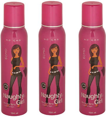 Naughty Girl ECHO No Gas Deodorant for Women- Pack of 3 (150ml each) Perfume Body Spray - For Women(150 ml, Pack of 3)