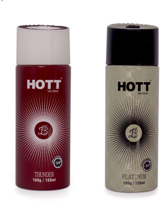 

HOTT THUNDER & PLATINUM Deodorant for Men- (Set of 2) (150ml each) Body Spray - For Men(150 ml, Pack of 2)
