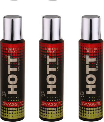 

HOTT SWAGGER NO Gas Deodorant for Men- Pack of 3 (150ml each) Perfume Body Spray - For Men(150 ml, Pack of 3)