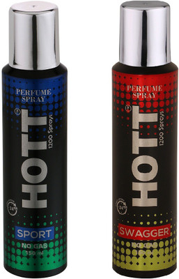 

HOTT SPORT & SWAGGER NO Gas Deodorant for Men- (Set of 2) (150ml each) Perfume Body Spray - For Men(150 ml, Pack of 2)