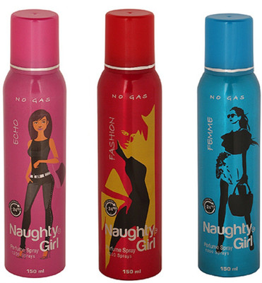 

Naughty Girl ECHO FASHION & FEMME No Gas Deodorant for Women- (Set of 3) (150ml each) Perfume Body Spray - For Women(150 ml, Pack of 3)