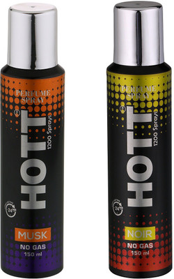 

HOTT MUSK & NOIR NO Gas Deodorant for Men- (Set of 2) (150ml each) Perfume Body Spray - For Men(150 ml, Pack of 2)