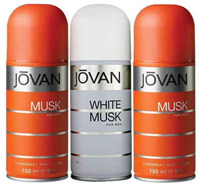 

Jovan WHITE MUSK AND MUSK Deodorant Spray - For Men(450 ml, Pack of 3)