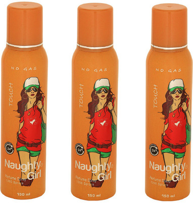 

Naughty Girl TOUH No Gas Deodorant for Women- Pack of 3 (150ml each) Perfume Body Spray - For Women(150 ml, Pack of 3)