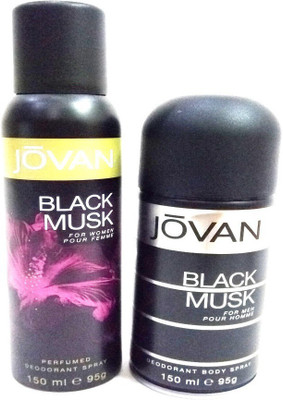 

Jovan BLACK MUSK Deodorant Spray - For Men & Women(300 ml, Pack of 2)