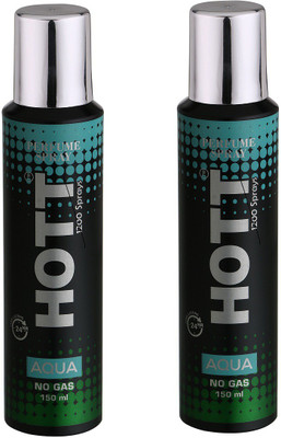 

HOTT AQUA NO Gas Deodorant for Men- Pack of 2 (150ml each) Perfume Body Spray - For Men(150 ml, Pack of 2)
