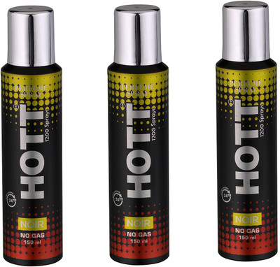 

HOTT NOIR NO Gas Deodorant for Men- Pack of 3 (150ml each) Perfume Body Spray - For Men(150 ml, Pack of 3)