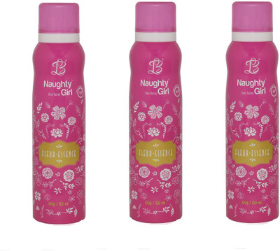 

Naughty Girl FLEUR-ESSENCE Deodorant for Women- Pack of 3 (150ml each) Body Spray - For Women(150 ml, Pack of 3)