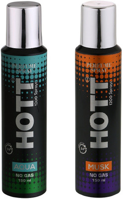 

HOTT AQUA & MUSK NO Gas Deodorant for Men- (Set of 2) (150ml each) Perfume Body Spray - For Men(150 ml, Pack of 2)