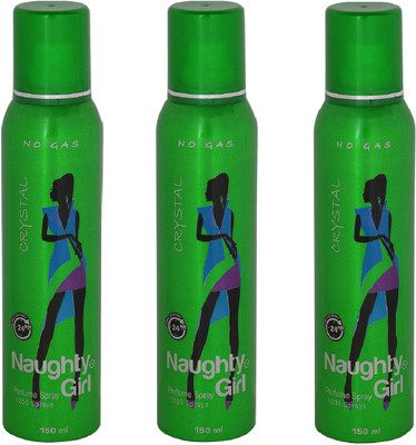 

Naughty Girl CRYSTAL No Gas Deodorant for Women- Pack of 3 (150ml each) Perfume Body Spray - For Women(150 ml, Pack of 3)