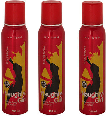 

Naughty Girl FASHION No Gas Deodorant for Women- Pack of 3 (150ml each) Perfume Body Spray - For Women(150 ml, Pack of 3)