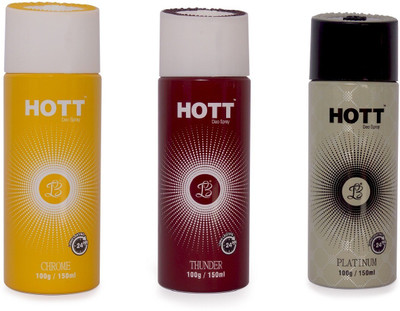 

HOTT CHROME & THUNDER & PLATINUM Deodorant for Men- (Set of 3) (150ml each) Body Spray - For Men(150 ml, Pack of 3)