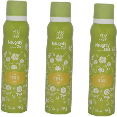 

Naughty Girl VOYAGE Deodorant for Women- Pack of 3 (150ml each) Body Spray - For Women(150 ml, Pack of 3)