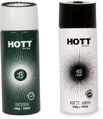 

HOTT INTENSES & WHITE AMBER Deodorant for Men- (Set of 2) (150ml each) Body Spray - For Men(150 ml, Pack of 2)