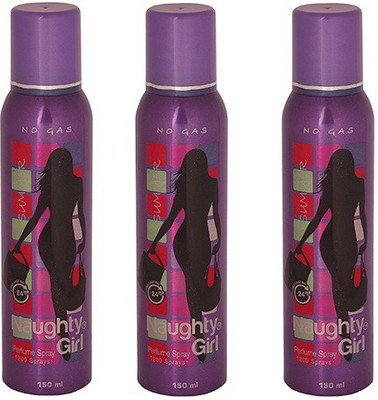 

Naughty Girl SUMMER No Gas Deodorant for Women- Pack of 3 (150ml each) Perfume Body Spray - For Women(150 ml, Pack of 3)