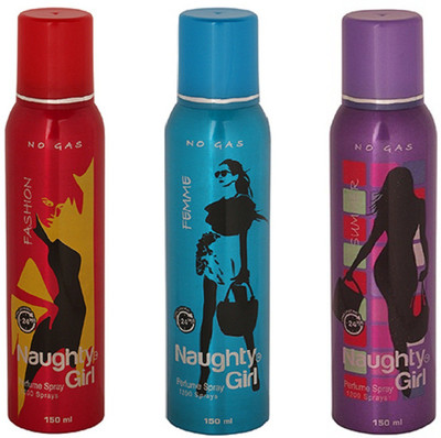

Naughty Girl FASHION FEMME & SUMMER No Gas Deodorant for Women- (Set of 3) (150ml each) Perfume Body Spray - For Women(150 ml, Pack of 3)