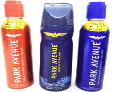 

Park Avenue ALEXANDER,COOL BLUE AND EPIC Body Spray - For Men(450 ml, Pack of 3)