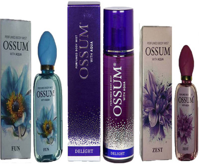 

OSSUM FUN PERFUMED BODY MIST 115ML+ DELIGHT PERFUMED BODY MIST 190ML+ ZEST PERFUMED BODY MIST 115ML Deodorant Spray - For Men & Women(115 ml, Pack of 3)
