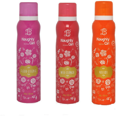 

Naughty Girl FLEUR-ESSENCE WILD FLOWER PASSION Deodorant for Women- (Set of 3) (150ml each) Body Spray - For Women(150 ml, Pack of 3)
