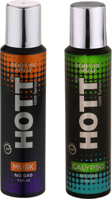 

HOTT MUSK & CALYPSO NO Gas Deodorant for Men- (Set of 2) (150ml each) Perfume Body Spray - For Men(150 ml, Pack of 2)