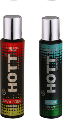 

HOTT SWAGGER & AQUA NO Gas Deodorant for Men- (Set of 2) (150ml each) Perfume Body Spray - For Men(150 ml, Pack of 2)