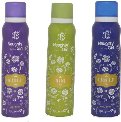 

Naughty Girl LAVENDER MIST VOYAGE ULTRAVOILENT Deodorant for Women- (Set of 3) (150ml each) Body Spray - For Women(150 ml, Pack of 3)