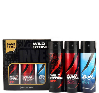 

Wild Stone Aqua Fresh+Ultra Sensual+Red Combo Deodorant 200ml x 3 Body Mist - For Men(500 ml, Pack of 3)