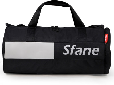 

sfane Black & Gray Leather Sports Duffel Gym Bag(Grey, Black), Black;grey