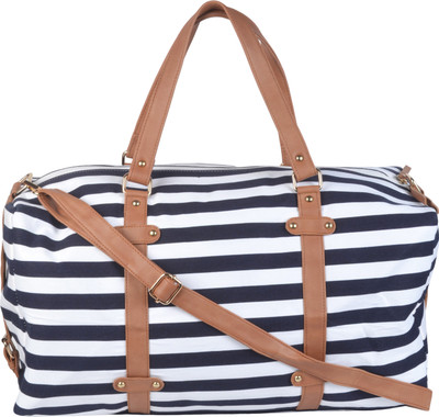 

Kleio Unisex Striped Duffle Weekend Bag Travel Duffel Bag(Blue, White)