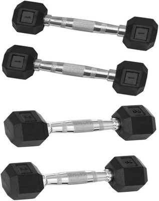 

Faiydashop Hexagonal Rubber (1 kg * 2 Pcs & 2 kg * 2 Pcs) Fixed Weight Dumbbell(6 kg)