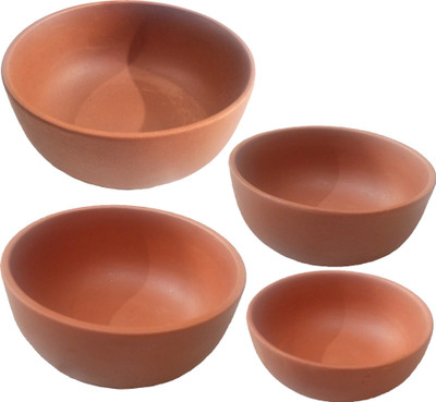 

Khadi Eco Basket Buy 2 Clay Bowls & Get 2 Small Clay Bowls Free - Earthenware(Brown)