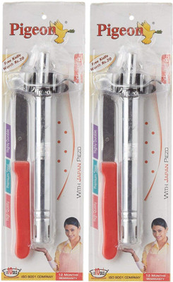 Pigeon PACK OF 2 (STEEL GRIP) Stainless Steel Gas Lighter(Silver, Pack of 2)