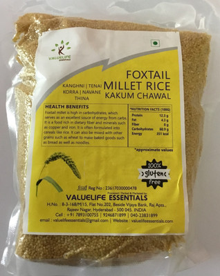 

Value Life Foxtail Millet (KAKUM CHAWAL) Foxtail Millet(1000 g)