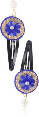

FUNKRAFTS Trendy Blue Fabric Hair Clip for Girls - Pack of 2 Hair Clip(Blue)