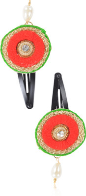 

FUNKRAFTS Trendy Red Fabric Hair Clip for Girls - Pack of 2 Hair Clip(Red)