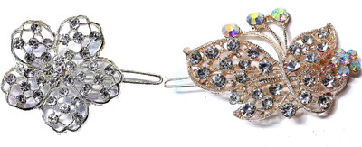 

Proplady Partywear Combo (Pack of 2) Rhinestones Stud Gold & Silver Hair Clips|Wedding Hair Accessories|Hair Back Pins for Girls & Women Hair Clip, Back Pin, Hair Pin, Bun Clip, Hair Claw, Hair Accessory Set(Silver, Gold)