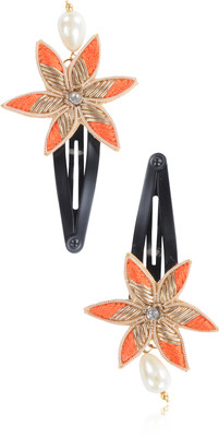

FUNKRAFTS Trendy Orange Fabric Hair Clip for Girls - Pack of 2 Hair Clip(Orange)