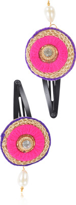 

FUNKRAFTS Trendy Pink Fabric Hair Clip for Girls - Pack of 2 Hair Clip(Pink)