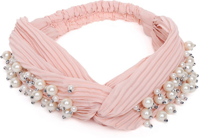 

SVAZ Pearls Wide Headwrap Elastic Hairband for Women and Girls Head Band(Pink)