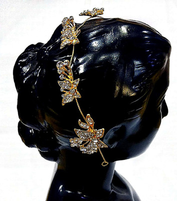 

Proplady Wedding Hair Collection Stylish Rhinestone & Pearl Stud Hair Chain for Girls & Women|Bridal Hair Accessories|Designer Hair Chain, Hair Pin, Hair Clip, Hair Band, Back Pin, Hair Accessory Set(Gold)