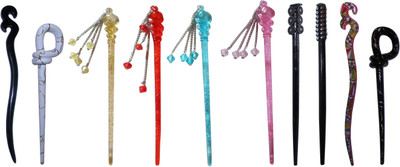 

LOOPI Combo of Multi Color Juda Sticks Bun Stick(Multicolor)