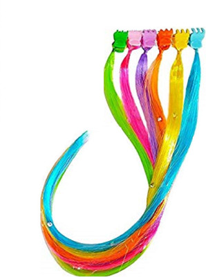 

Chooz Designer Studio multi Colored Hair Extension with Pins in Straight Piece for Kids Girls, Multi Colored,, pack of 6 Hair Clip, Braid Extension(Multicolor)