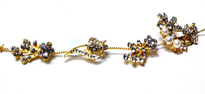 

Proplady Wedding Hair Collection Stylish Rhinestone & Pearl Stud Hair Chain for Girls & Women|Bridal Hair Accessories|Designer Hair Chain, Hair Pin, Hair Clip, Hair Band, Back Pin, Hair Accessory Set(Gold)