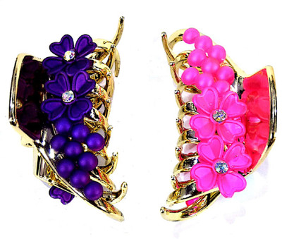 

Proplady Wedding Collection (Pack of 2, L Size) Stylish Rhinestone & Pearl Stud Hair Clip, Butterfly Clutch, Claws Clip for Girls & Women Hair Clip, Hair Claw, Back Pin, Bun Clip, Banana Clip, Hair Pin(Pink, Purple)