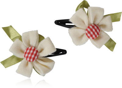 

FUNKRAFTS Trendy Cream Fabric Hair Clip for Girls - Pack of 2 Hair Clip(White)