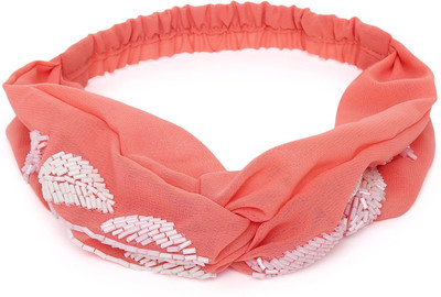 

SVAZ Beaded Wide Headwrap Elastic Hairband for Women and Girls Head Band(Pink)
